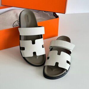 HERMES Leather Flat Slippers
